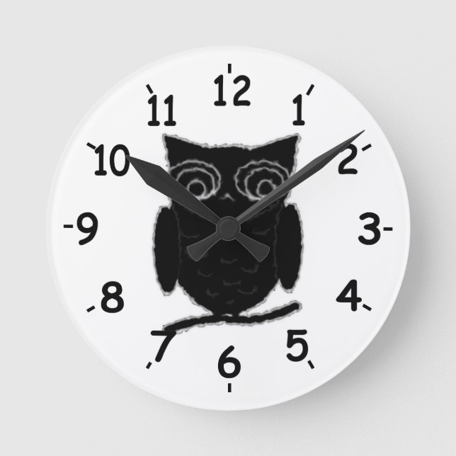Inkblot Owl Round Clock (Front)
