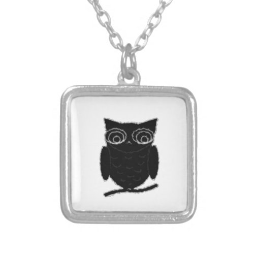 Inkblot Owl Silver Plated Necklace