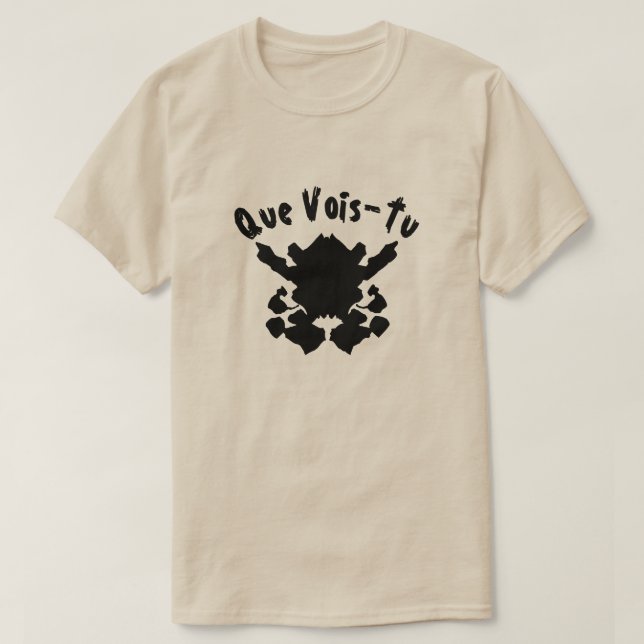 inkblot test with text Que Vois-Tu T-Shirt (Design Front)