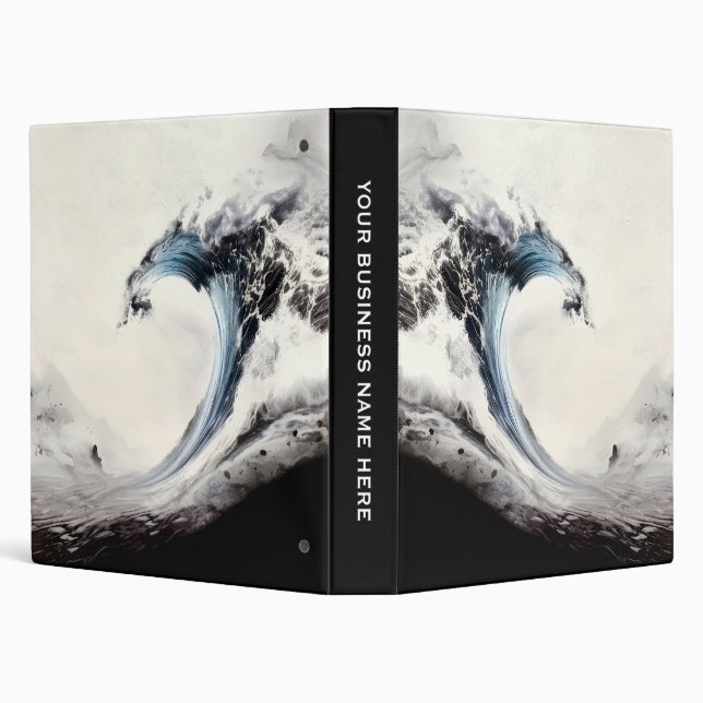 Inked Blue Ocean Wave 3 Ring Binder (Background)