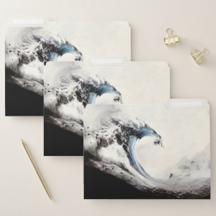 Inked Blue Ocean Wave File Folder