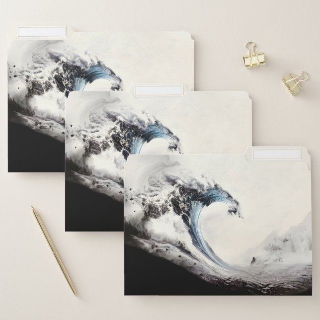 Inked Blue Ocean Wave File Folder (Set)