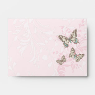 Inked butterflies pink wedding / occasion envelope