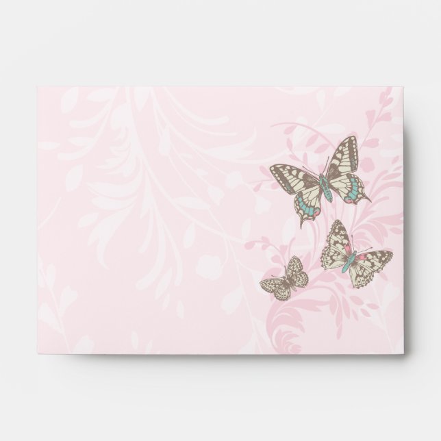 Inked butterflies pink wedding / occasion envelope (Front)