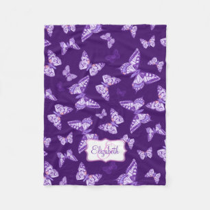 Inked butterfly pattern purple named blanket