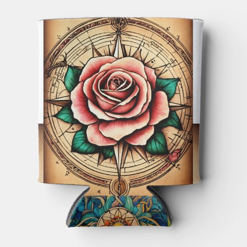 Inked Compass Tattoo_Inspired Rose Compass T_Shir Can Cooler