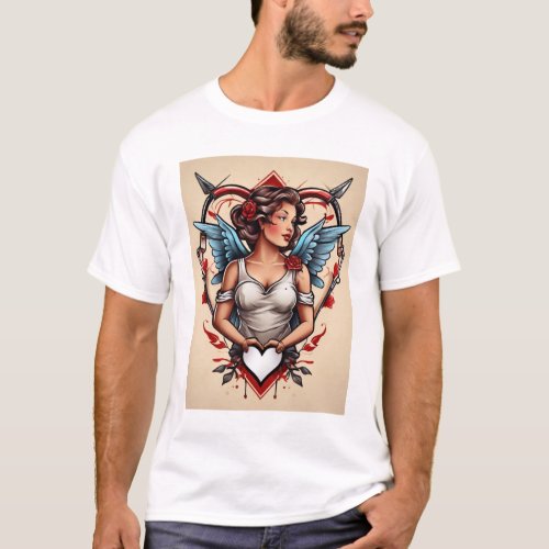 Inked Elegance Traditional Tattoo T_Shirt Designs