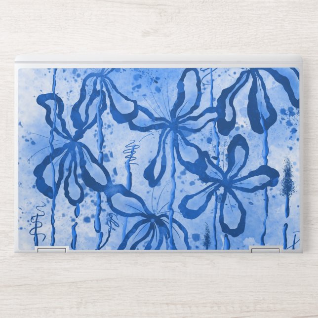 Inked Flowers Blue  HP Laptop Skin (Front)