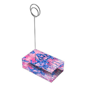 Inked Flowers Blue & Pink Place Card Holder