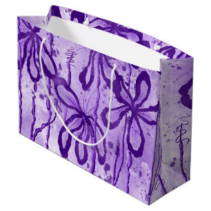 Inked Flowers - Lilac  Large Gift Bag