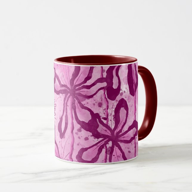 Inked Flowers Pink Mug (Front Right)