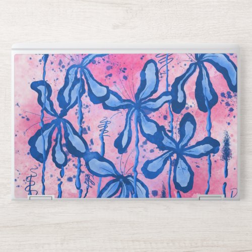 Inked Flowers Pink Sky HP Laptop Skin