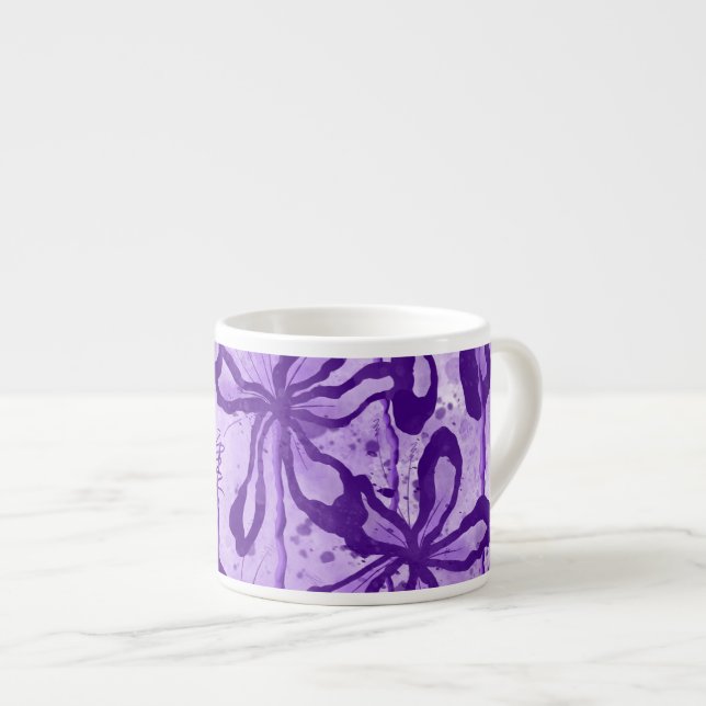 Inked Flowers Purple Espresso Cup (Front Right)