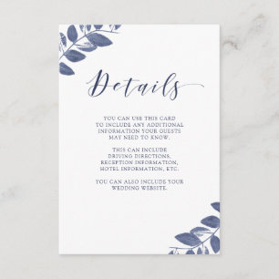 Inked Foliage   Wedding Guest Details Enclosure Card
