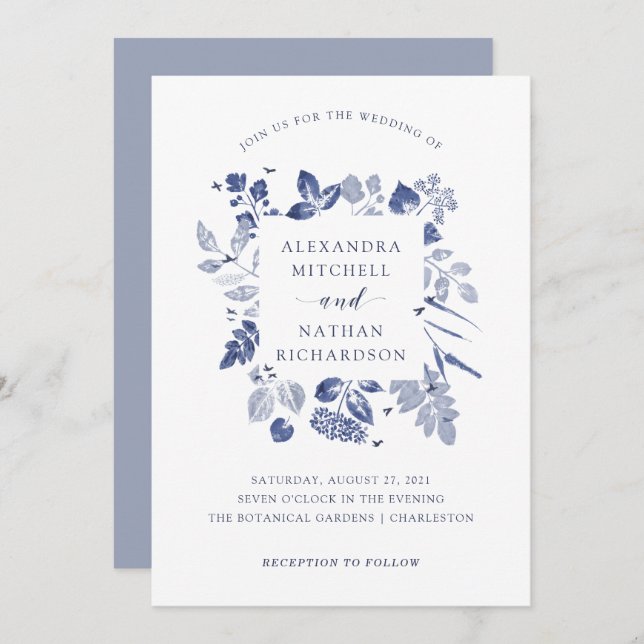 Inked Foliage | Wedding Invitation (Front/Back)