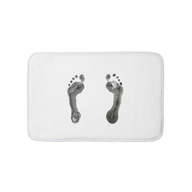 Inked Footprints (White) Bath Mat (Front)