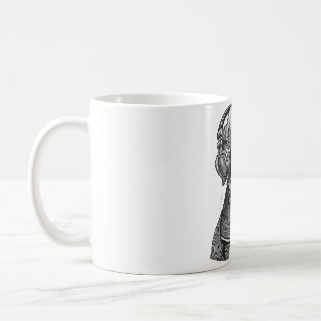 Inked Hound with Headphones Coffee Mug (Left)