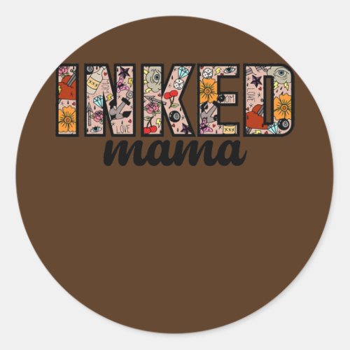 Inked Mama Rainbow Leopard Print Messy Bun Mom Classic Round Sticker