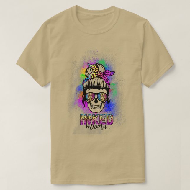 Inked Mama Tattoo Lover Tattoo Artist Leopard Prin T-Shirt (Design Front)