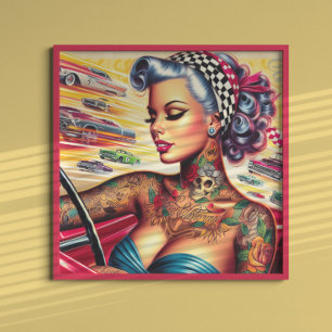 Inked Racing Girl Poster
