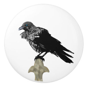 Inked Raven Ceramic Knob