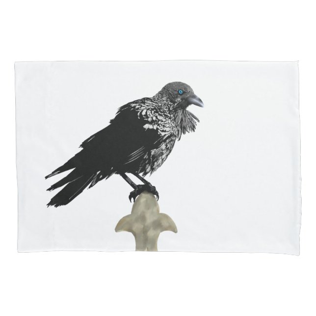 Inked Raven Pillow Case (Front-Left)