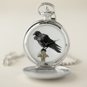Inked Raven Pocket Watch
