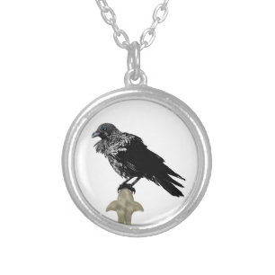 Inked Raven Silver Plated Necklace