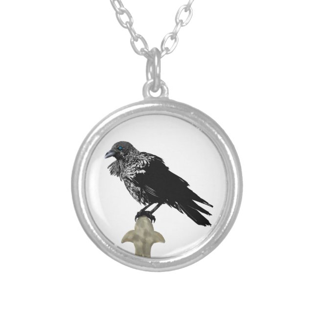 Inked Raven Silver Plated Necklace (Front)