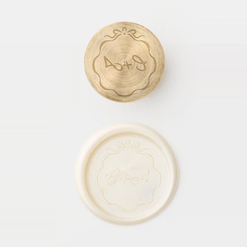 Inked Ribbons and Bow Initials Wedding Small Wax Seal Stamp