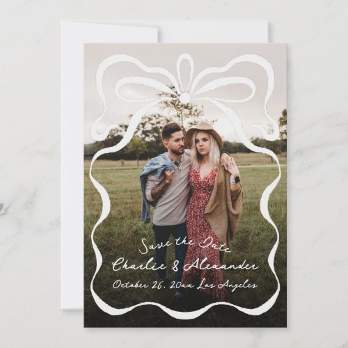 Inked Ribbons and Bow Photo Save The Date