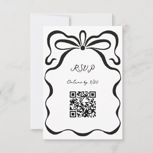 Inked Ribbons and Bow QR Code RSVP Card