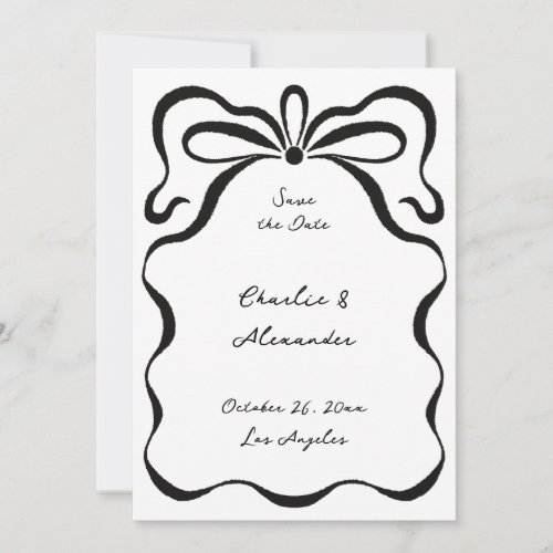 Inked Ribbons and Bow Save The Date