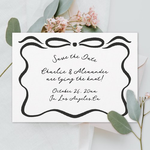Inked Ribbons and Bow Save The Date