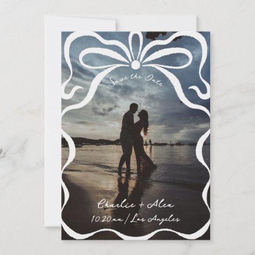 Inked Ribbons and Bows Photo Save The Date