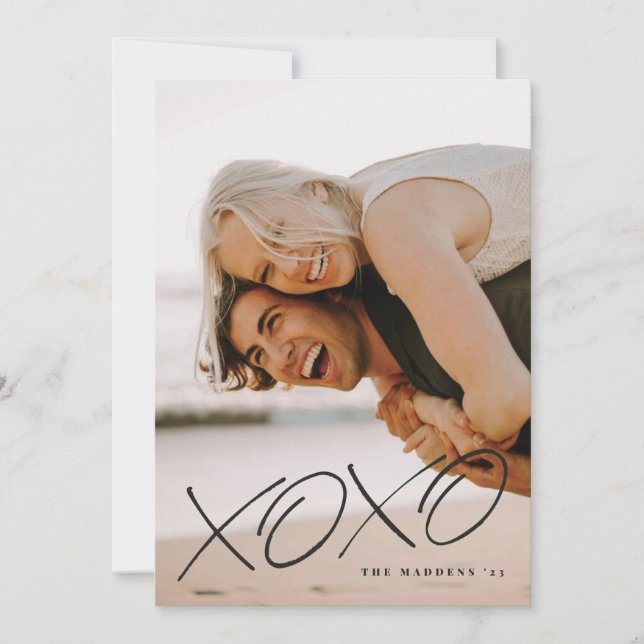 Inked XOXO Overlay Valentine's Day Card - Black (Front)