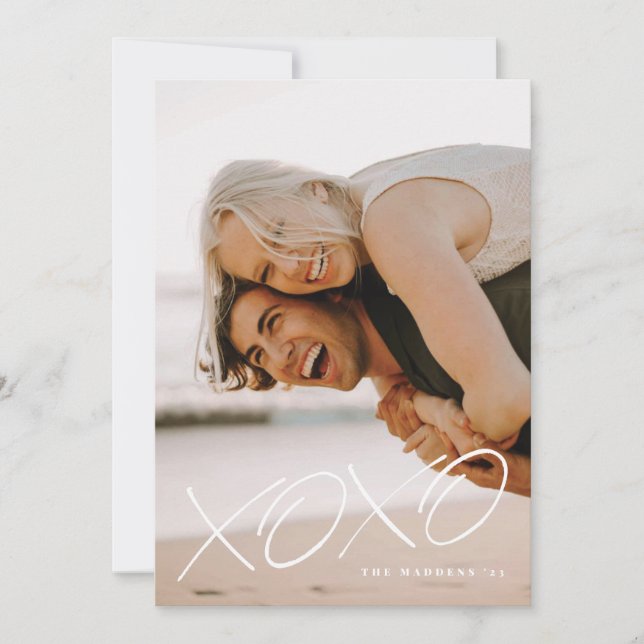 Inked XOXO Overlay Valentine's Day Card - White (Front)