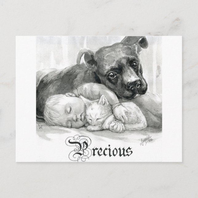 Inktober 2018 Day 9 - Precious Friends Postcard (Front)