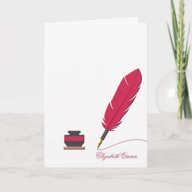 Inkwell and Feather Pen Stationery Photo Notecard (Front)