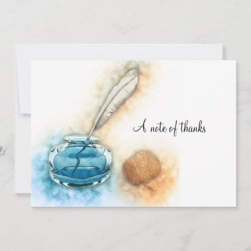 Inkwell and Feather Quill Stationery Thank You Card