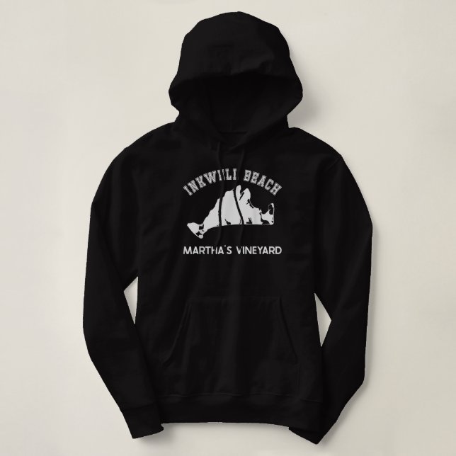 Inkwell Beach, Oak Bluffs, Martha's Vineyard, MA V Hoodie (Design Front)