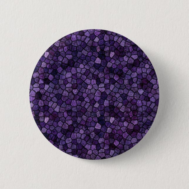 Inkwell Blue Cobbled Patchwork Terrazo Pattern Button (Front)