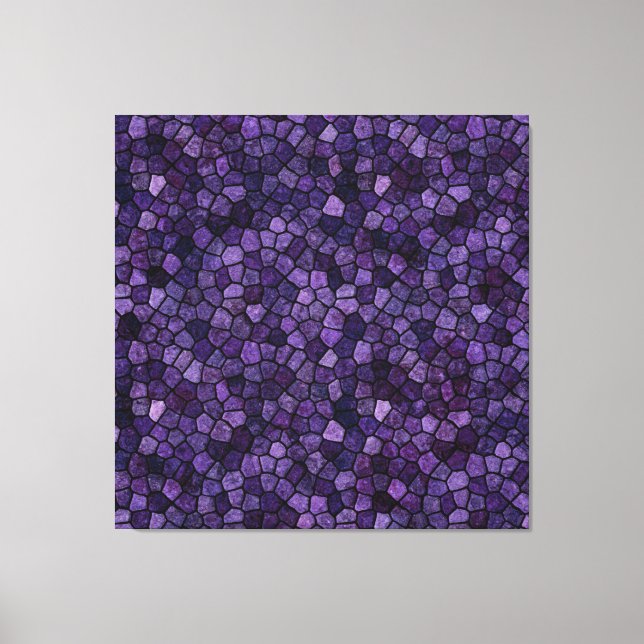 Inkwell Blue Cobbled Patchwork Terrazo Pattern Canvas Print (Front)