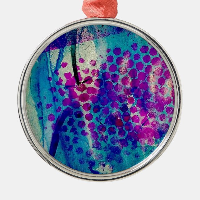 Inky Abstract Metal Ornament (Front)
