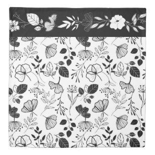 Inky black florals duvet cover