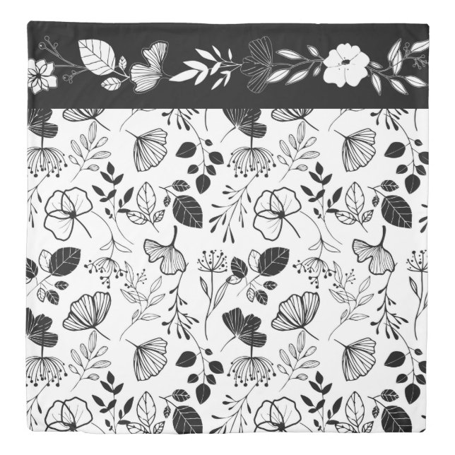 Inky black florals duvet cover (Front)