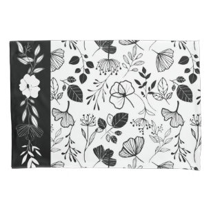 Inky black florals pillow case