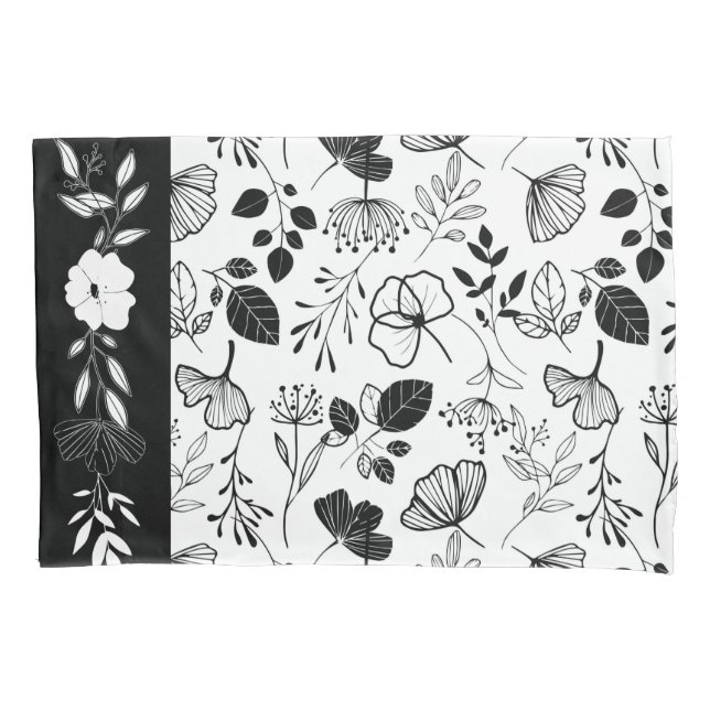 Inky black florals pillow case (Front)
