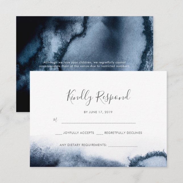 Inky black Watercolor RSVP cards (Front/Back)