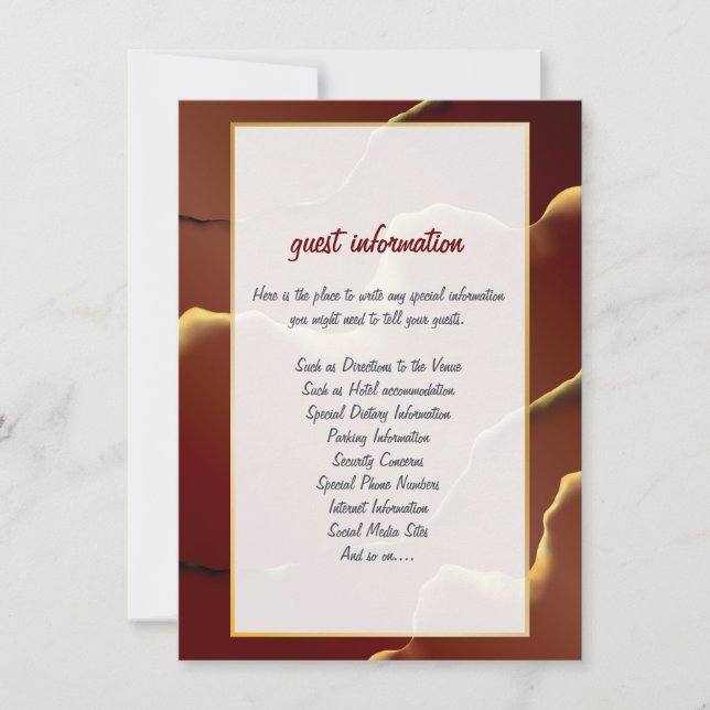 Inky Earthtone Red Abstract Amazing Fab Wedding Invitation (Front)